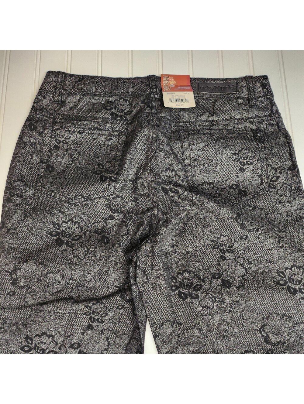 NEW Women's Mudd Black and Gray Lace Print Skinny Jeans Size 16